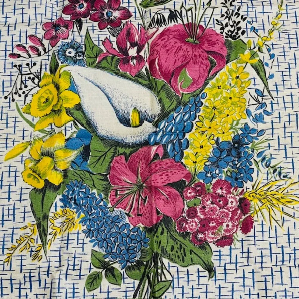 Samuel Lamont MCM 100% Irish Linen Floral Still Life Tea Towel XL NOS - Picture 4 of 6